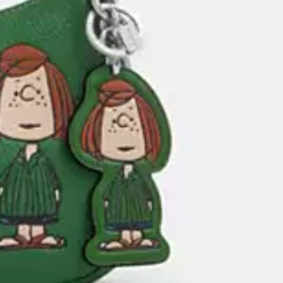 Coach x Peanuts Peppermint Patty Leather Bag Charm Keychain CBG57 Green 2025 - Picture 9 of 9
